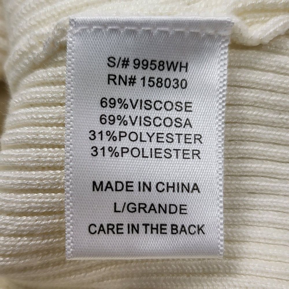 Love Tree Off White Ribbed‎ Long Sleeve Neck Body Suit Size Large Snap Closer - Picture 6 of 8